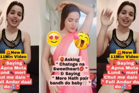 Famous Influencer Gone Crazy Stripping her Red Panty Lying Fully NUDE, Rubbing Pussy