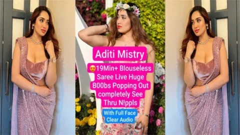 Aditi Mistry Most Requested New 19Min App Exclusive Most Expensive Blouseless Saree Live