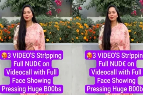 Horny Big Boobie Desi Girl Stripping Full NUDE on Videocall with Full Face Showing Pressing Huge